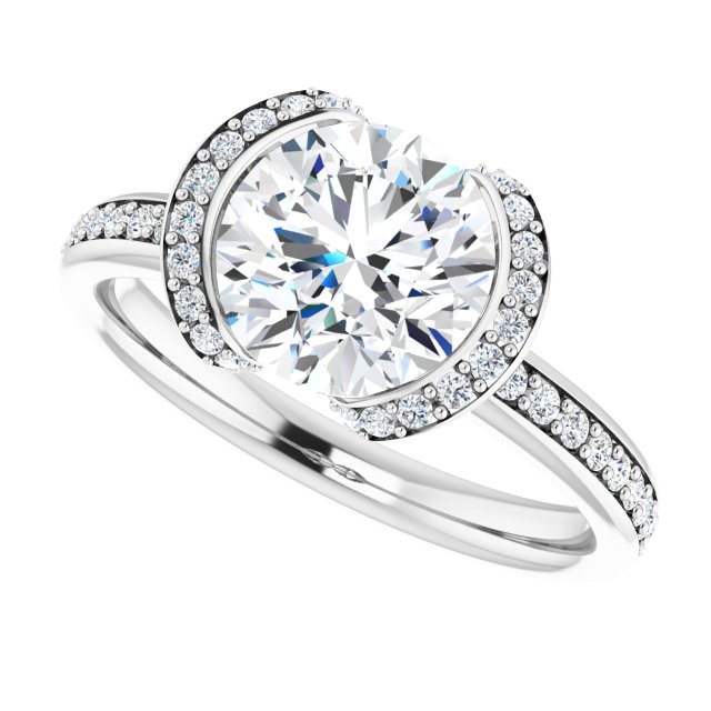 Bezel-Set Halo-Style Engagement Ring