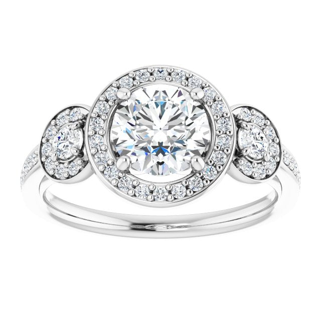 Three-Stone Halo-Style Engagement Ring