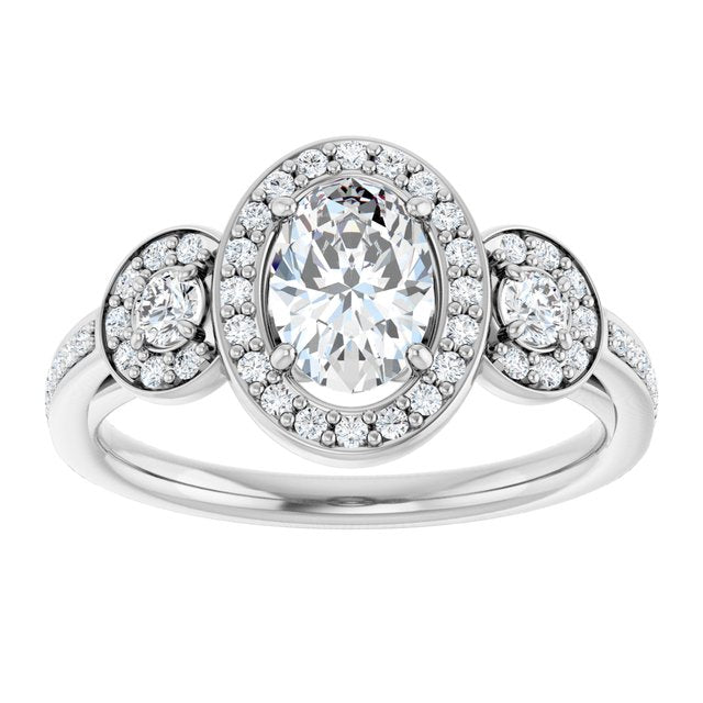 Three-Stone Halo-Style Engagement Ring