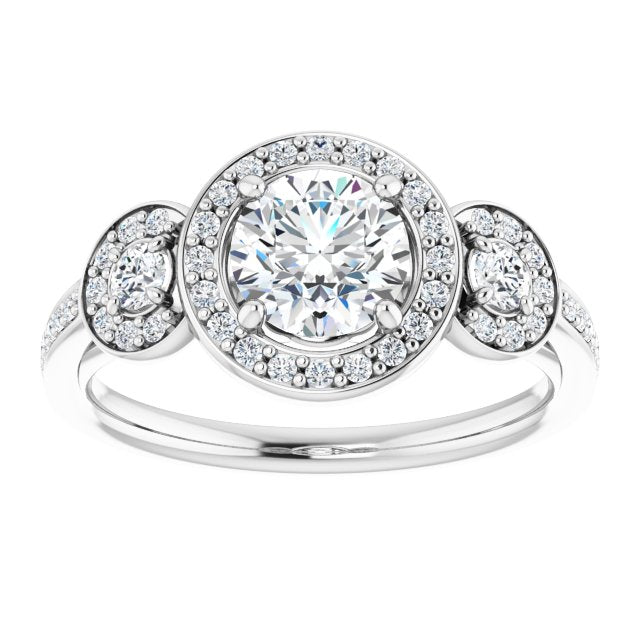 Three-Stone Halo-Style Engagement Ring