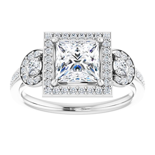 Three-Stone Halo-Style Engagement Ring