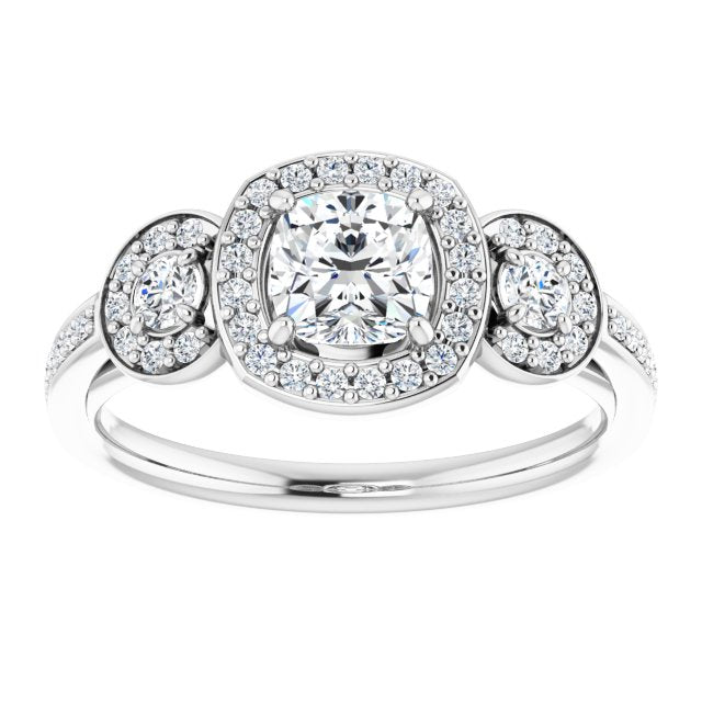 Three-Stone Halo-Style Engagement Ring