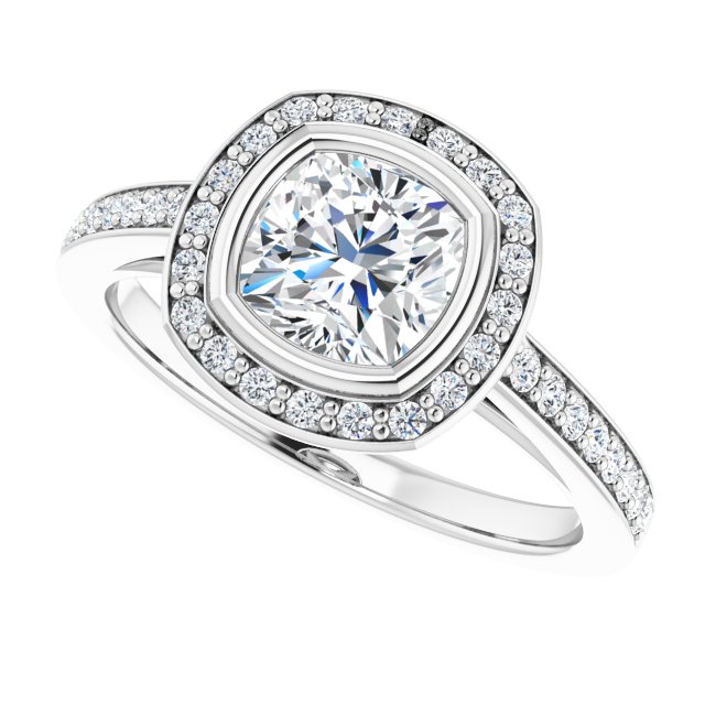 Bezel-Set Halo-Style Engagement Ring