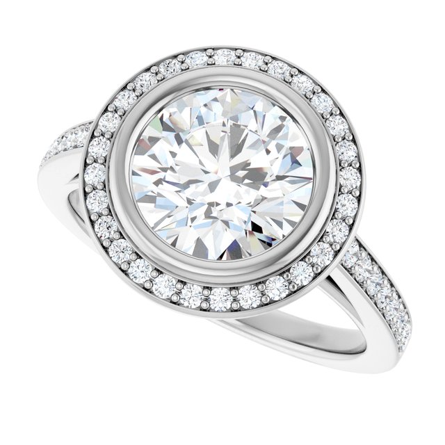 Bezel-Set Halo-Style Engagement Ring