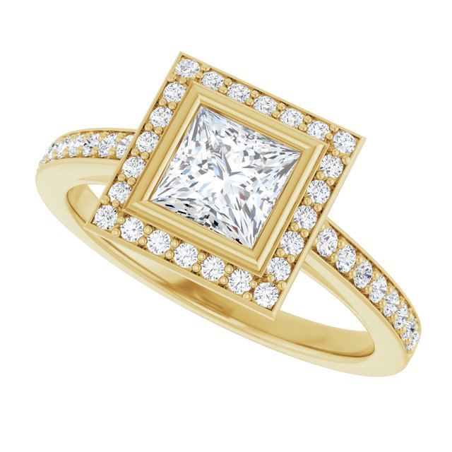 Bezel-Set Halo-Style Engagement Ring