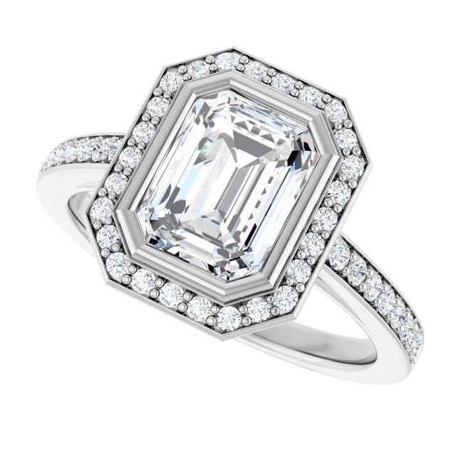 Bezel-Set Halo-Style Engagement Ring