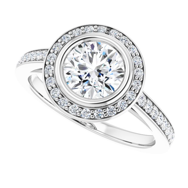 Bezel-Set Halo-Style Engagement Ring