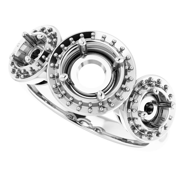 Three-Stone Halo-Style Engagement Ring