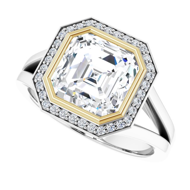 Bezel-Set Halo-Style Engagement Ring