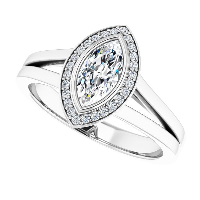 Bezel-Set Halo-Style Engagement Ring