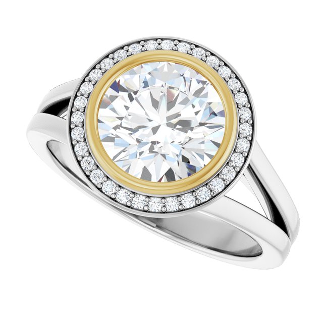 Bezel-Set Halo-Style Engagement Ring