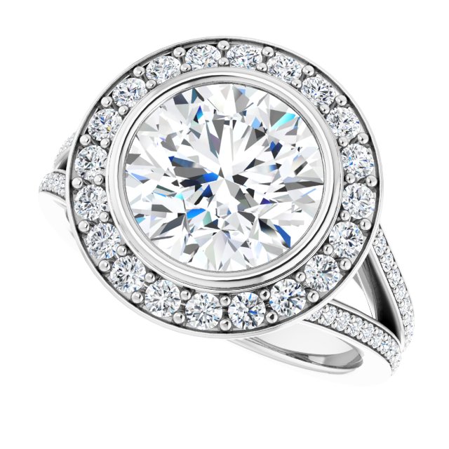 Bezel-Set Halo-Style Engagement Ring