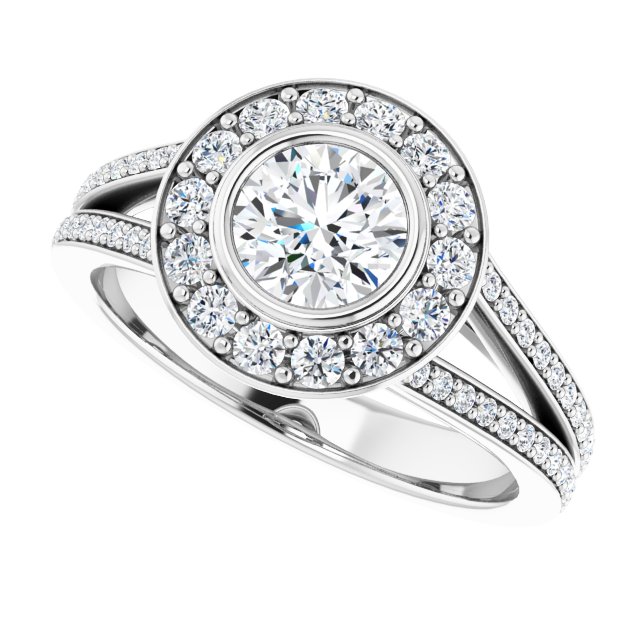 Bezel-Set Halo-Style Engagement Ring