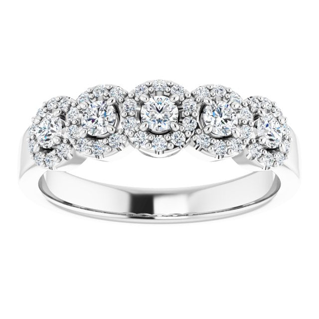 Five-Stone Halo-Style Anniversary Band