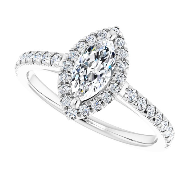 French-Set Halo-Style Engagement Ring
