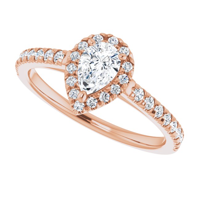 French-Set Halo-Style Engagement Ring