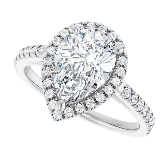 French-Set Halo-Style Engagement Ring