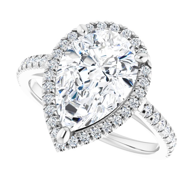 French-Set Halo-Style Engagement Ring