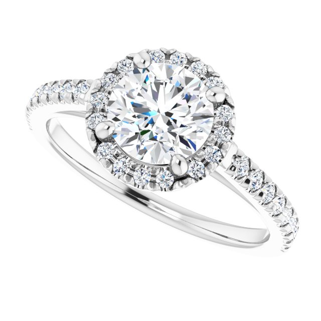 French-Set Halo-Style Engagement Ring