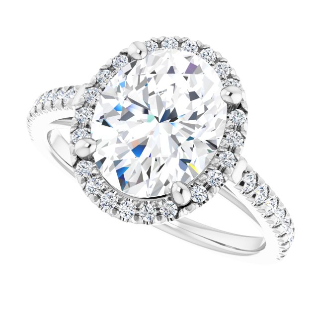 French-Set Halo-Style Engagement Ring