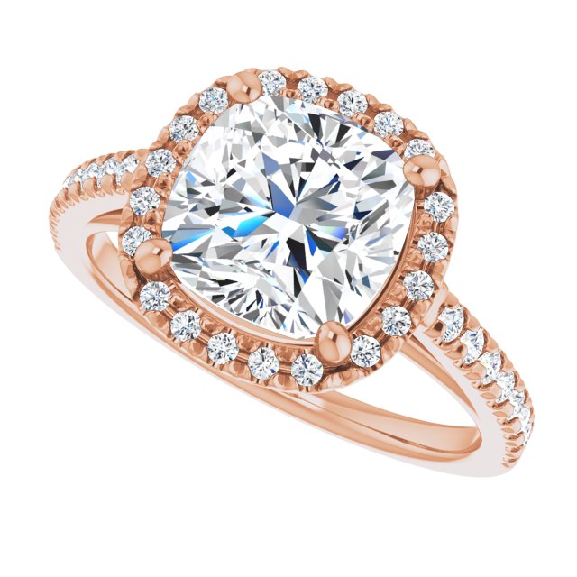 French-Set Halo-Style Engagement Ring