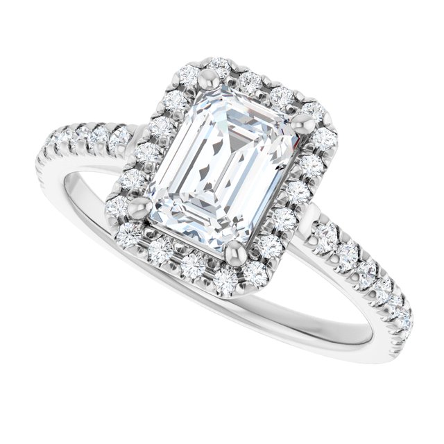 French-Set Halo-Style Engagement Ring