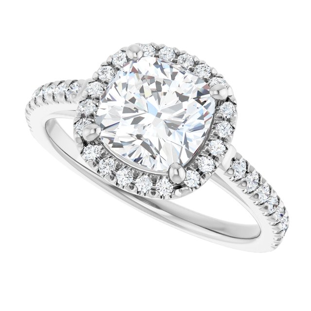 French-Set Halo-Style Engagement Ring