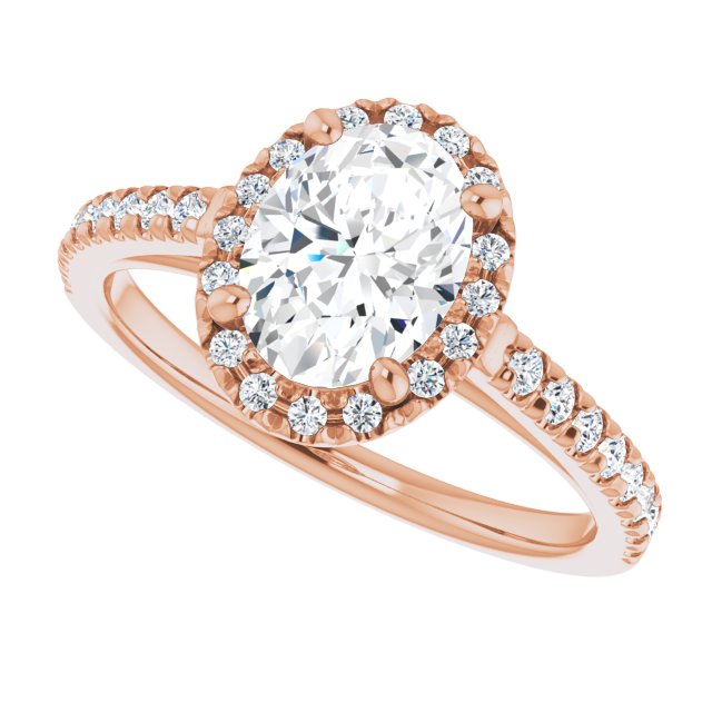 French-Set Halo-Style Engagement Ring
