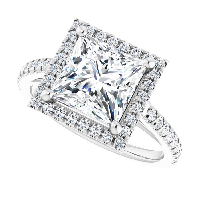 French-Set Halo-Style Engagement Ring