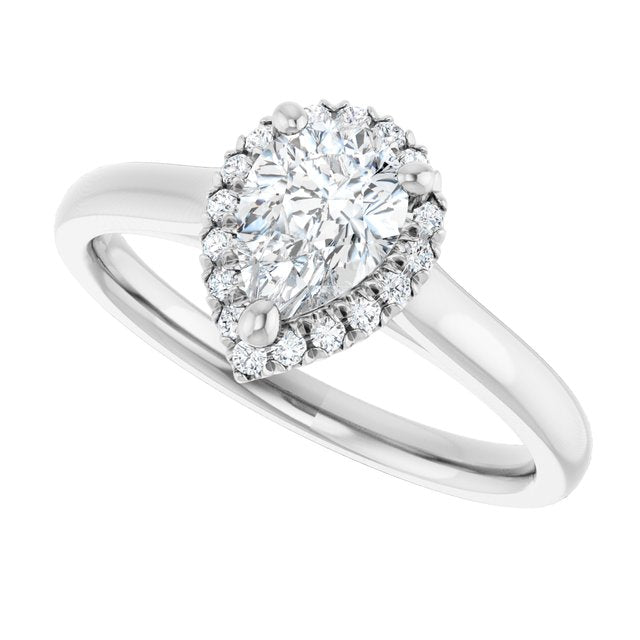 French-Set Halo-Style Engagement Ring