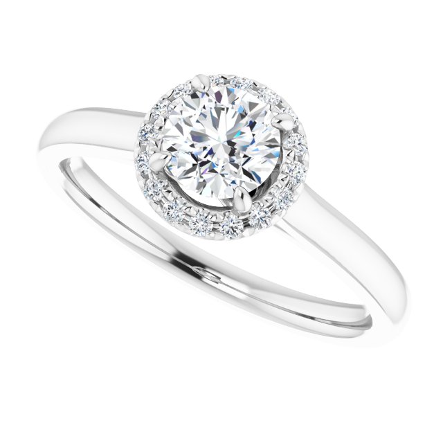 French-Set Halo-Style Engagement Ring