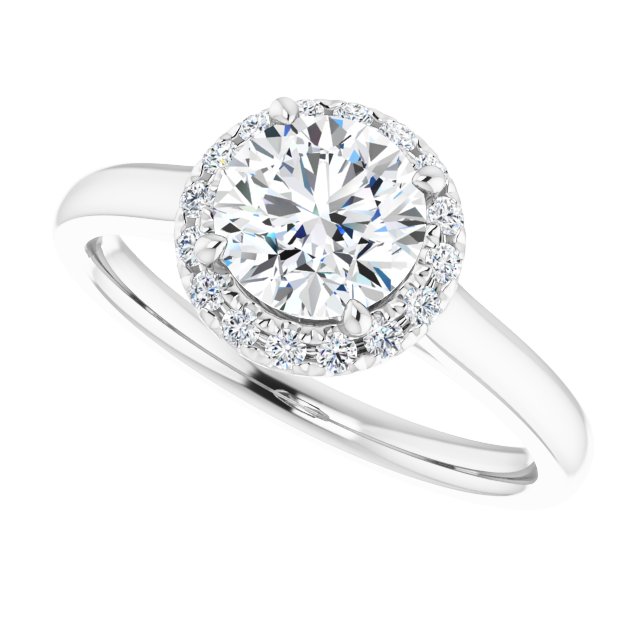 French-Set Halo-Style Engagement Ring
