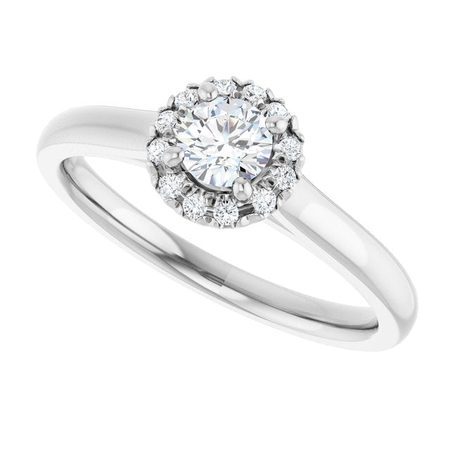 French-Set Halo-Style Engagement Ring
