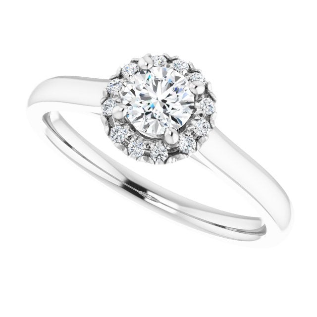 French-Set Halo-Style Engagement Ring
