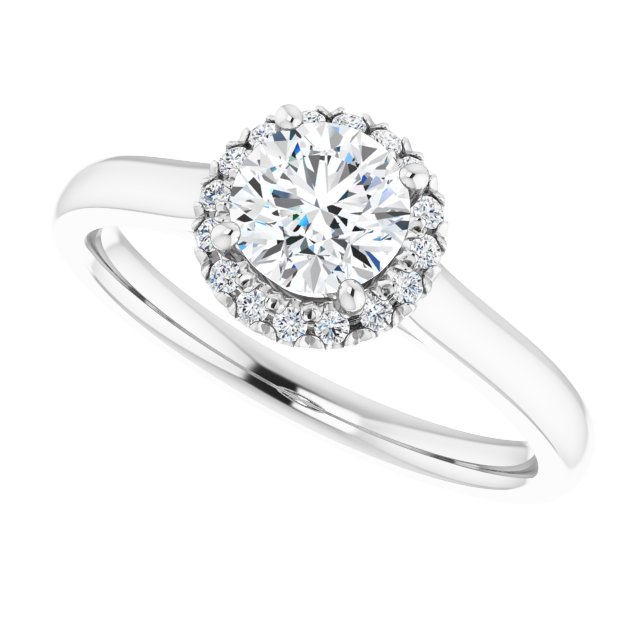 French-Set Halo-Style Engagement Ring