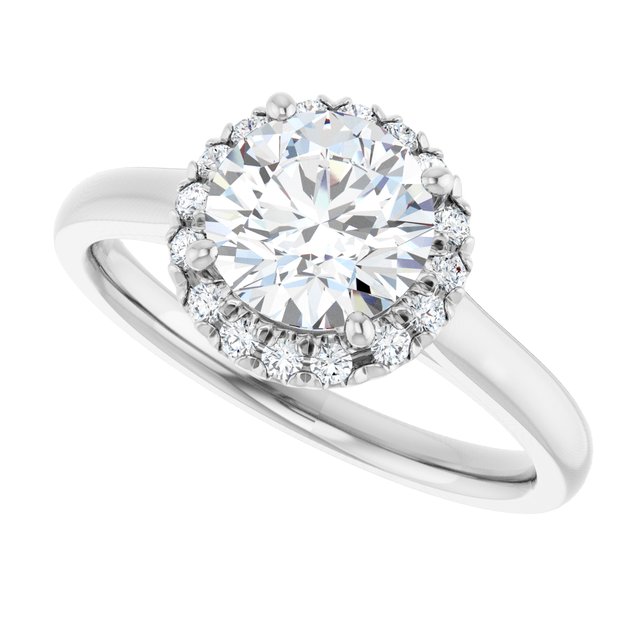 French-Set Halo-Style Engagement Ring