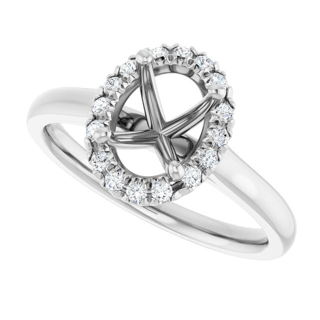 French-Set Halo-Style Engagement Ring