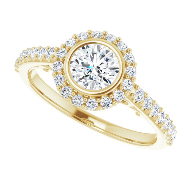 Bezel-Set Halo-Style Engagement Ring