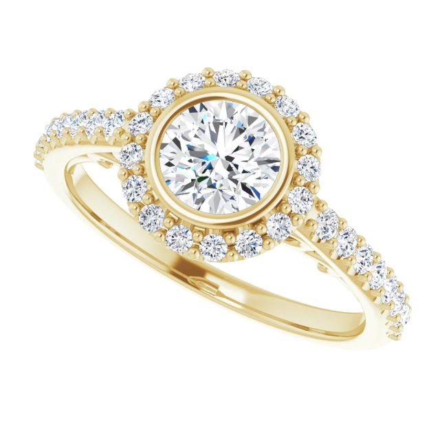 Bezel-Set Halo-Style Engagement Ring