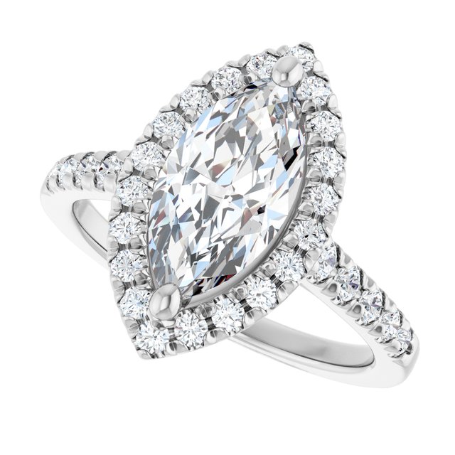 French-Set Halo-Style Engagement Ring