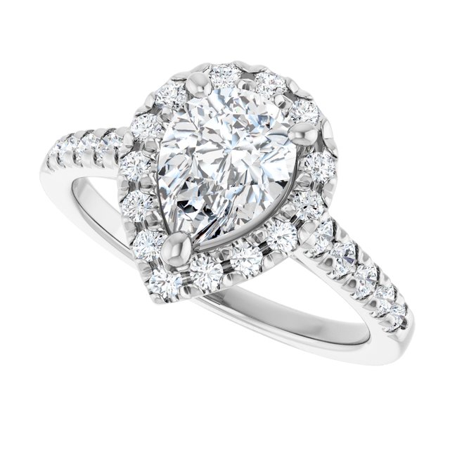 French-Set Halo-Style Engagement Ring