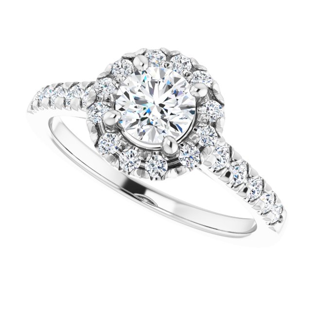 French-Set Halo-Style Engagement Ring