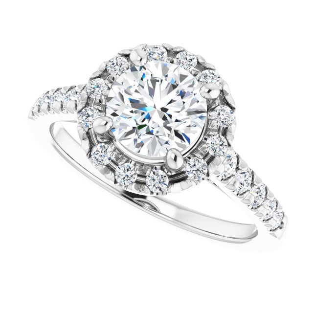 French-Set Halo-Style Engagement Ring