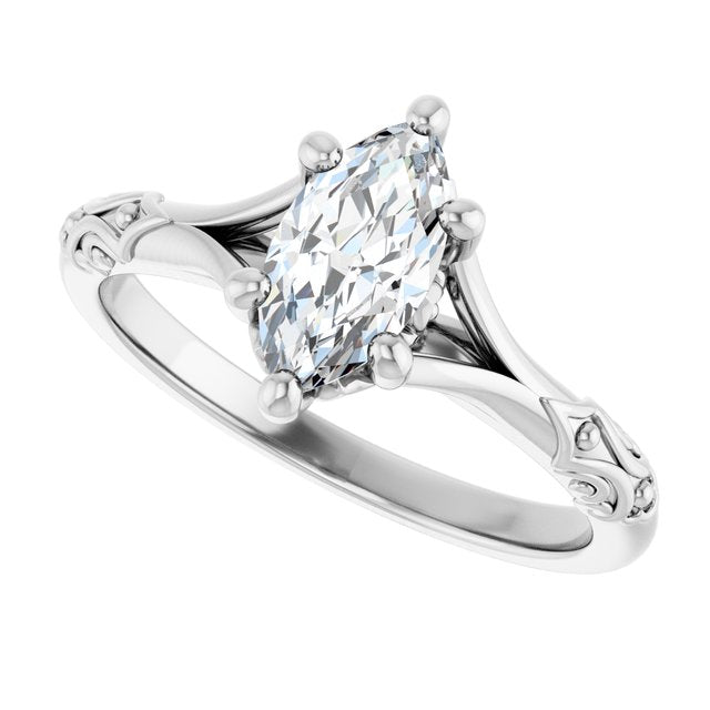 Solitaire Split Shank Engagement Ring