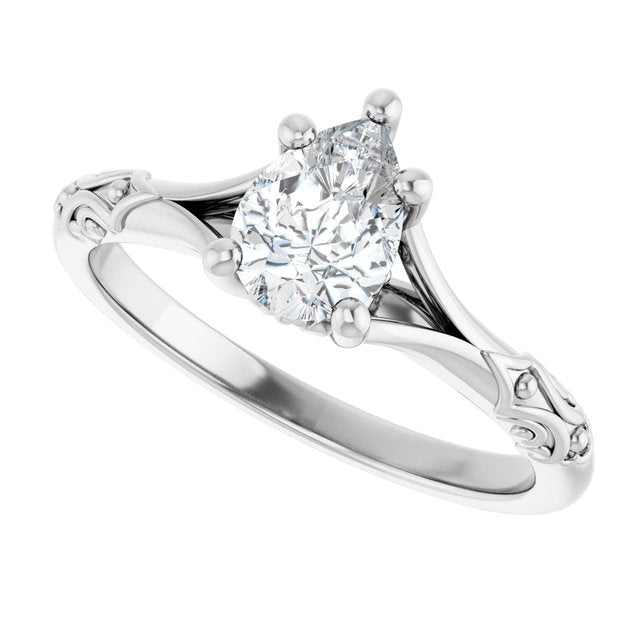Solitaire Split Shank Engagement Ring