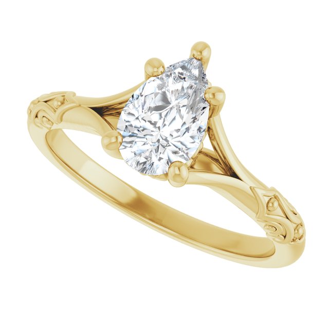 Solitaire Split Shank Engagement Ring