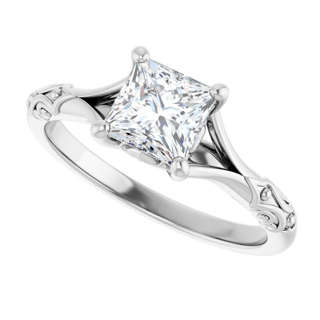 Solitaire Split Shank Engagement Ring