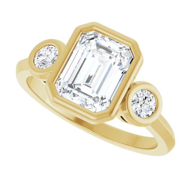 Three-Stone Bezel-Set Engagement Ring