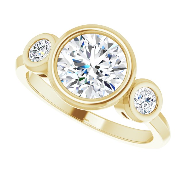 Three-Stone Bezel-Set Engagement Ring