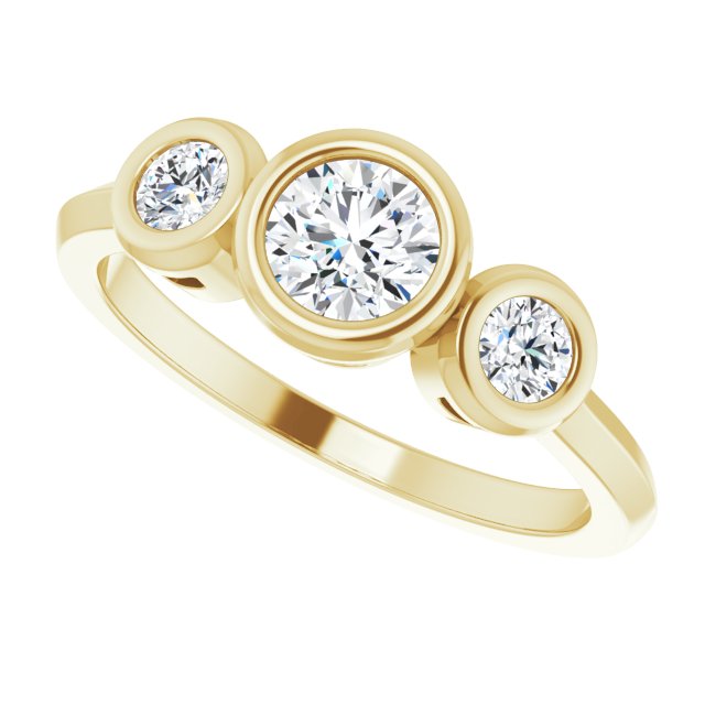Three-Stone Bezel-Set Engagement Ring